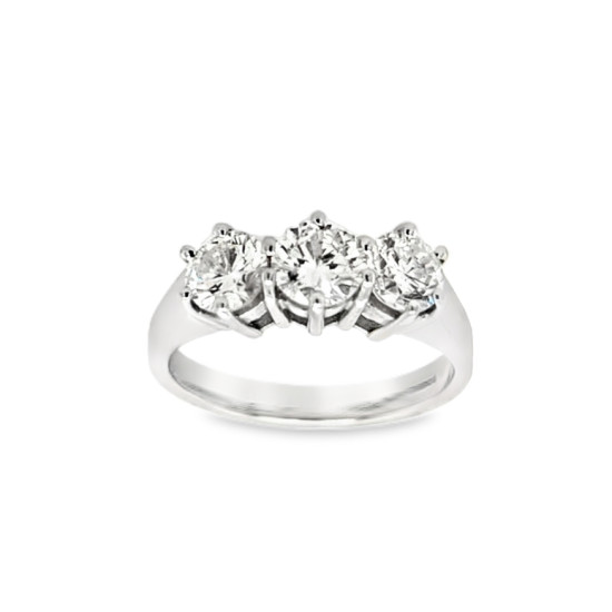 Pre Owned 18ct White Gold Diamond Trilogy Ring 1.5ct ZU220